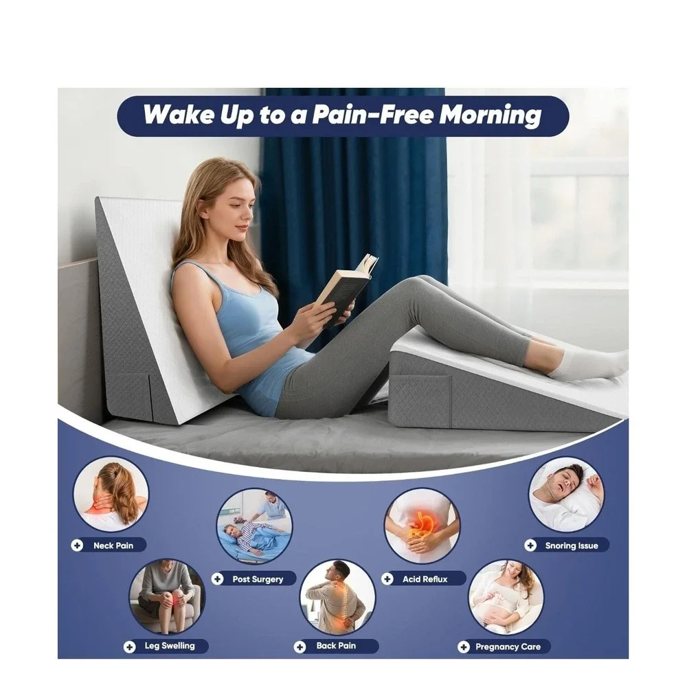Wedge Pillow for Sleep Apnea, Acid Reflux, Snoring, Cooling Memory Foam,24x24x10